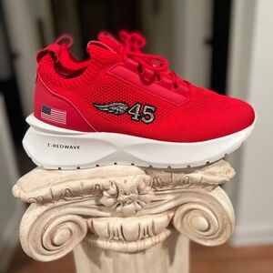 RED & WHITE CUSTOM TRUMP SNEAKERS 9 1/2 & 10 1/2